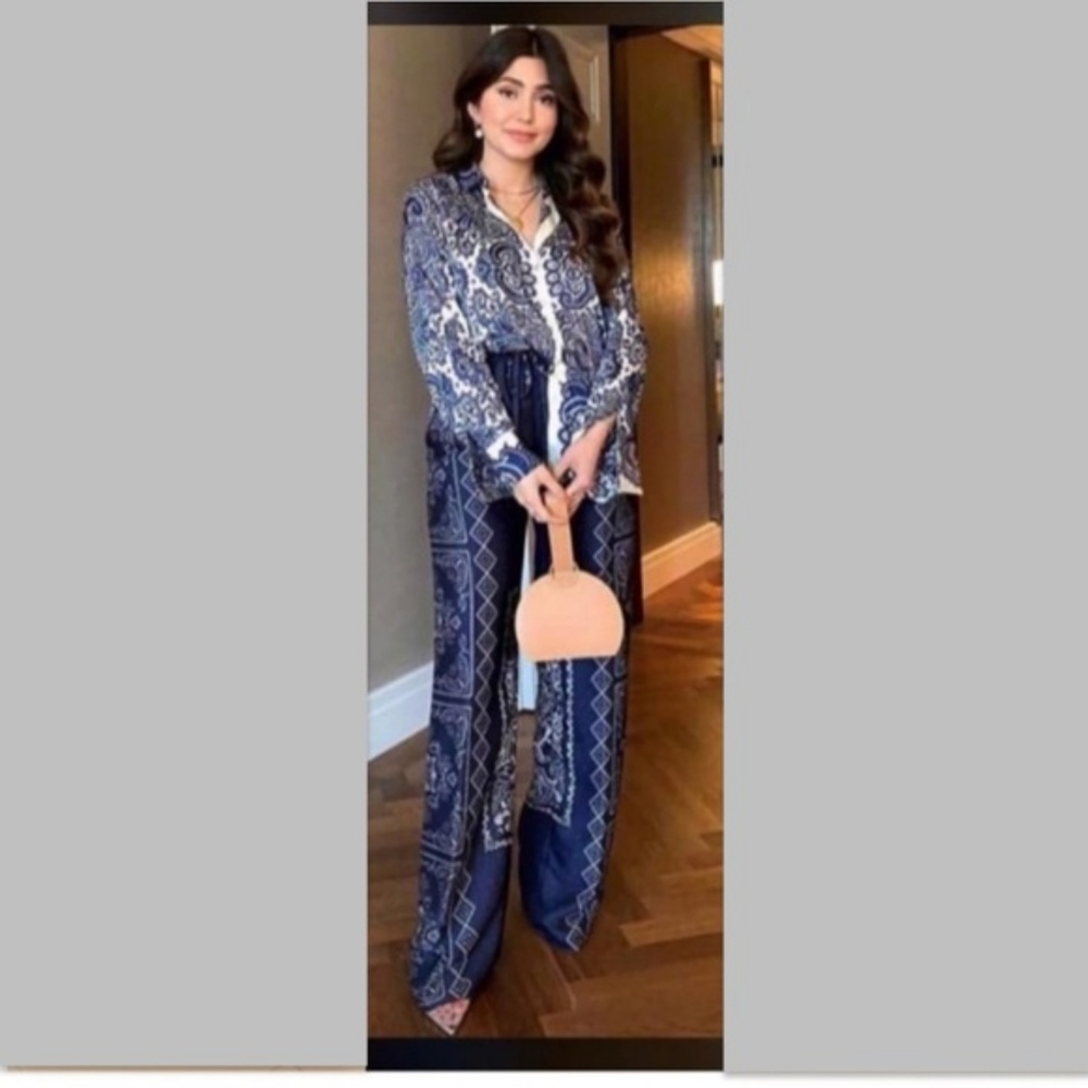 Zara Flowy Paisley Print Top Pant Set  (215) 95/tN